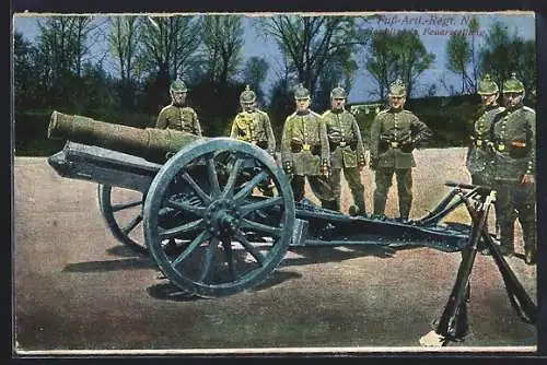AK Fuss-Artillerie-Regiment mit Haubitze in Feuerstellung