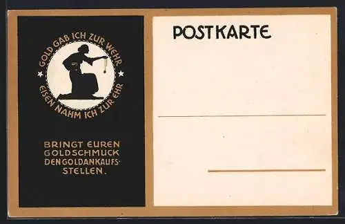 AK Kniende Frau mit einer Goldkette, Kriegshilfe