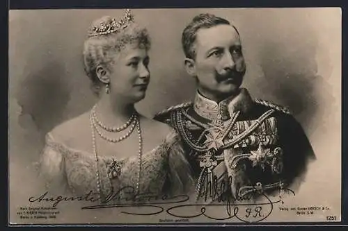 AK Kaiserin Auguste Victoria Königin von Preussen mit ihrem Gemahl Kaiser Wilhelm II.