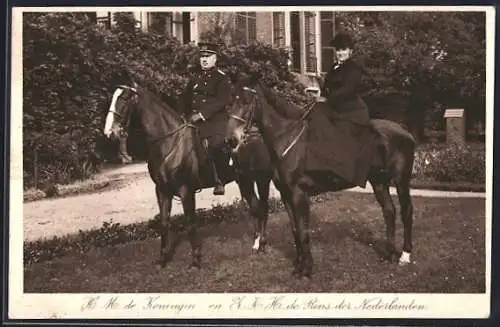 AK Prinz und Königin von den Niederlanden reiten auf Pferden