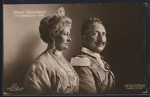 AK Kaiserin Auguste Victoria von Preussen mit Kaiser Wilhelm II. im Jubiläumsjahr 1913
