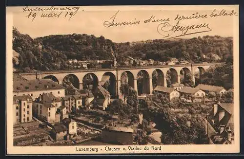 AK Luxemburg, Clausen, Ortsansicht u. Viaduc du Nord