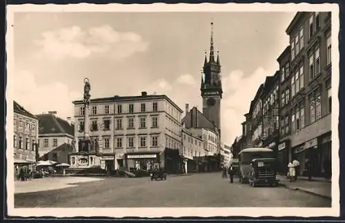 AK Znaim /Znojmo, Pomník, Kostel, Námestí