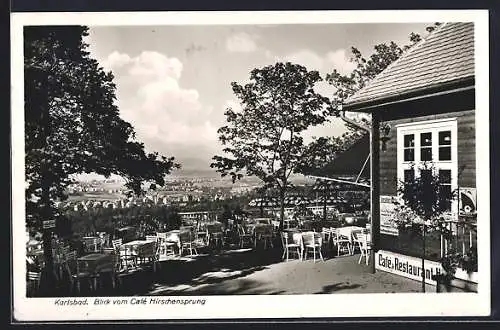 AK Karlsbad, Blick vom Cafe Hirschensprung auf den Ort