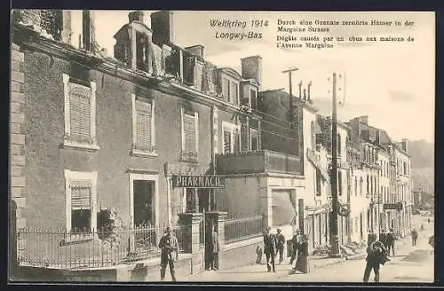 AK Longwy-Bas, Häuserruinen in der Margaine Strasse