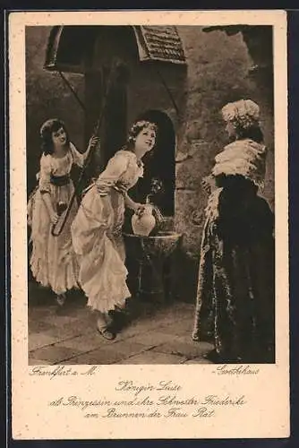 Künstler-AK Frankfurt, Goethe-Museum, Frau Rat, Goethe u. d. Meklenburgischen Prinzessinnen