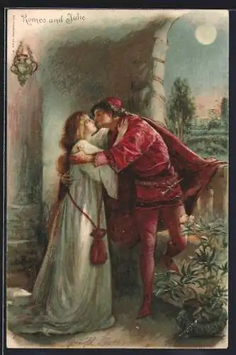 AK Romeo und Julia küssen sich, Szene aus dem Stück von William Shakespeare