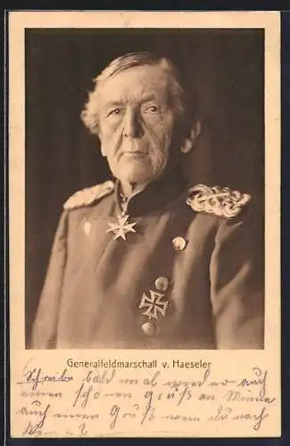 Künstler-AK Generalfeldmarschall von Heseler, Brustportrait
