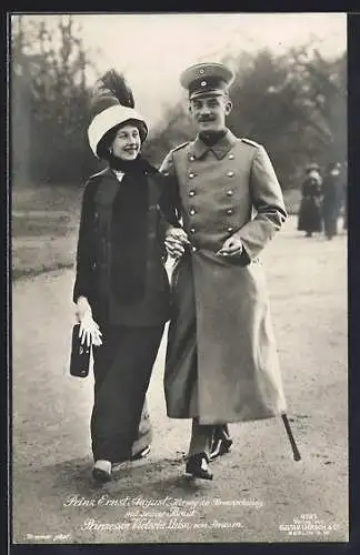 AK Prinz Ernst August, Herzog zu Braunschweig mit seiner Braut Prinzessin Viktoria Luise von Preussen