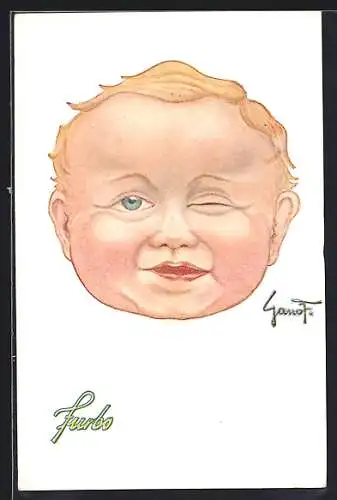 AK Knabenkopf mit einem geschlossenen Auge