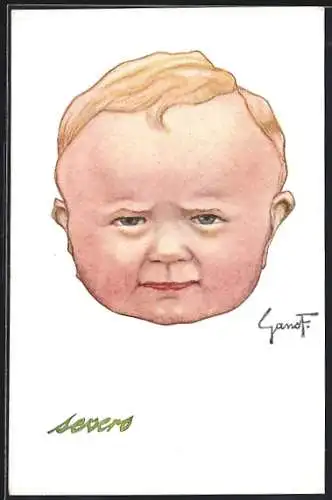AK Knabenkopf mit zusammengekniffenen Augenbrauen