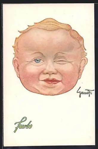 AK Knabenkopf, ein Auge zusammenkneifend