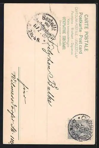 AK Kleiner Hirte mit Heu im Arm, Ornament-Rahmen, Blumen