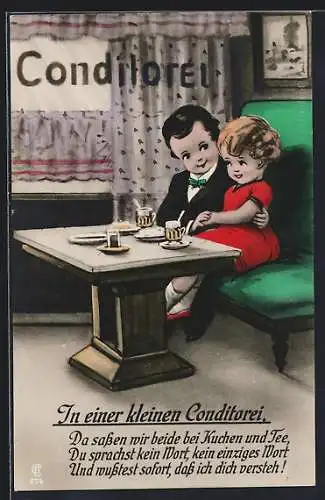 AK In einer kleinen Konditorei, Kleines Paar