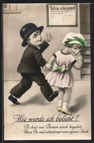 AK Wie werde ich beliebt?, Kleines Paar vor dem Standesamt