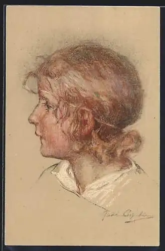 AK Mädchen mit roten Haaren, Portrait