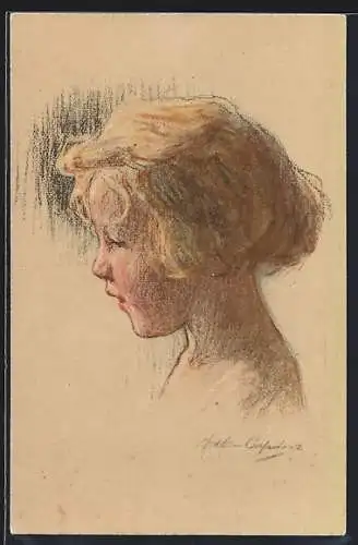 AK Mädchen mit Kurzhaarschnitt, Portrait