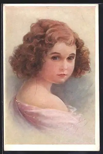 AK Rothaariges Mädchen mit Lockenfrisur