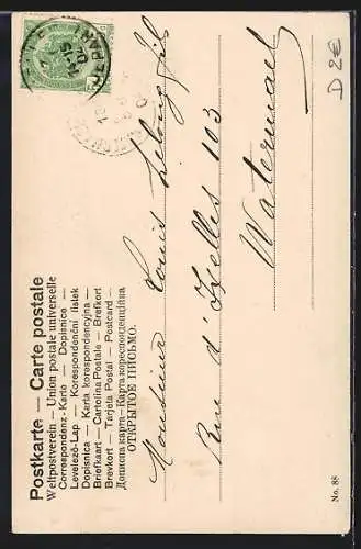 AK Drei vergnügte Säuglinge hängen an einer Telegraphenleitung