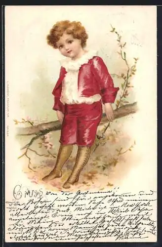 AK Knabe im Anzug mit Rüschenkragen