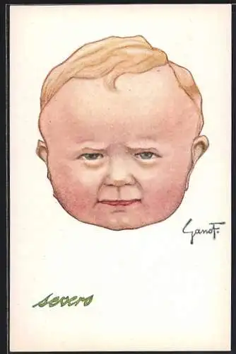 AK Knabenkopf mit unzufriedenem Gesichtsausdruck