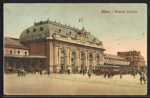 AK Milano, Stazione Centrale, Strassenbahn