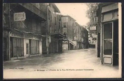 AK Orange, L`Entrée de la Rue St-Martin pendant l`inondation