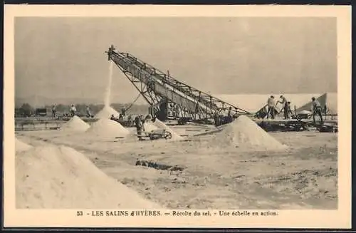 AK Les Sallins d`Hyeres, Recolte du sel, Une échelle en action