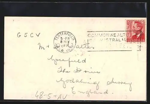 AK Tenterfield, Confirming our Q.S.O. of 12.2.50 your phone CW sigs were QSA 4s 4 on 14m band