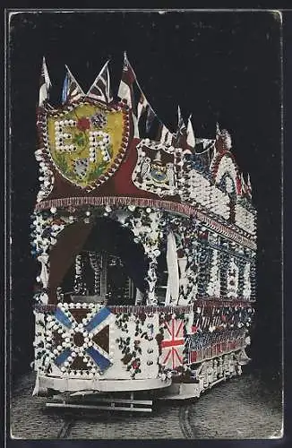 AK Leeds, Geschmückte Strassenbahn