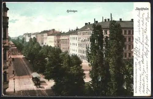 AK Stockholm, Karlavägen, Pferdebahn