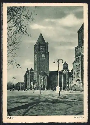 AK Posen, Strassenpartie mit Schloss