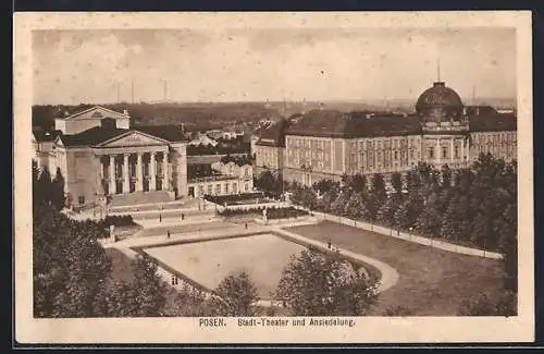 AK Posen / Poznan, Stadt-Theater und Ansiedlung