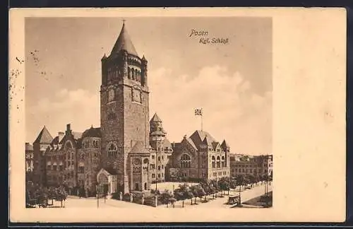 AK Posen, Kgl. Schloss, Strassenbahn