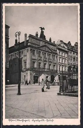AK Posen, Dzialynski-Palast mit Strasse