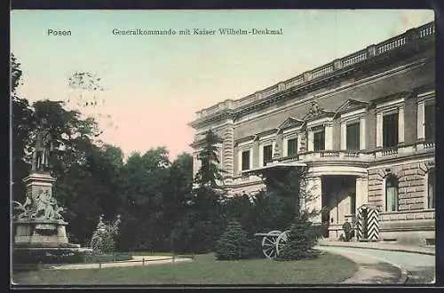 AK Posen, Generalkommando mit Kaiser Wilhelm-Denkmal