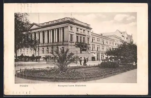 AK Posen, Raczynskische Bibliothek mit Anlage u. Strasse