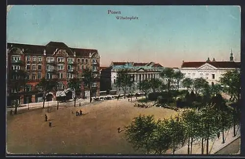 AK Posen / Poznan, Der Wilhelmplatz am Mittag