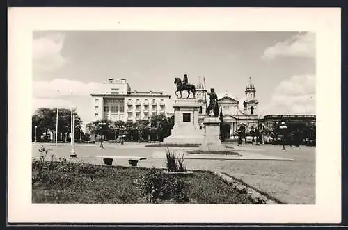 AK Rio de Janeiro, Strassenpartie mit Denkmal