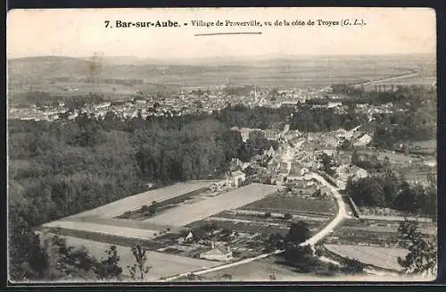 AK Bar-sur-Aube, Village de Proverville vu de la côte de Troyes