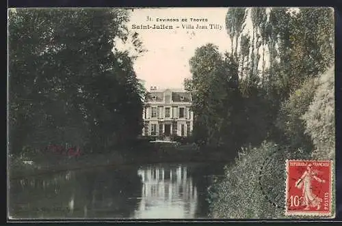 AK Saint-Julien, Villa Jean Tilly avec vue sur le canal et végétation luxuriante