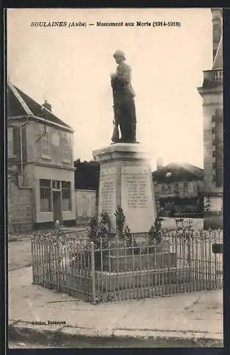 AK Soulaines, Monument aux Morts, 1914-1918