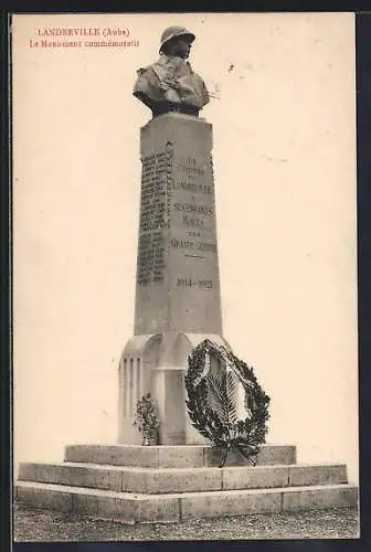 AK Landreville, Le Monument commémoratif de la Grande Guerre 1914-1918