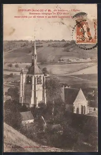 AK Brérulles, L`Église du XVIIe siècle remarquable par ses vitraux et fonts baptismaux