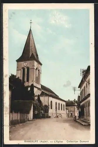 AK Ramerupt, L`Église et rue adjacente