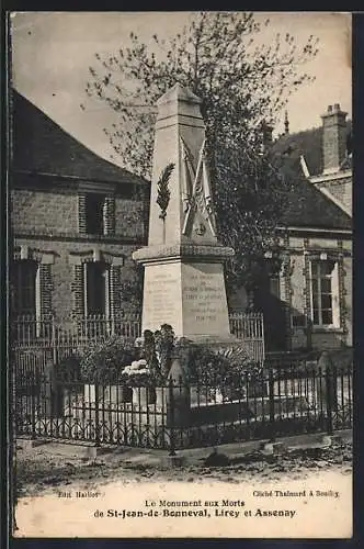 AK Saint-Jean-de-Bonneval, Le Monument aux Morts de Saint-Jean-de-Bonneval, Lirey et Assenay