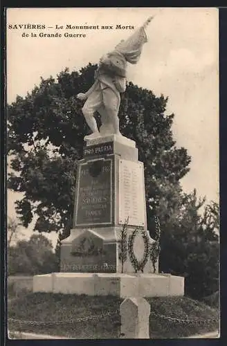 AK Savières, Le Monument aux Morts de la Grande Guerre