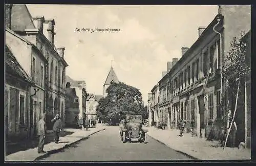 AK Corbeny, Hauptstrasse mit Auto