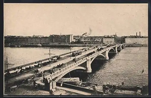AK Leningrad, Le pont Liteiny sur la Neva, Strassenbahn