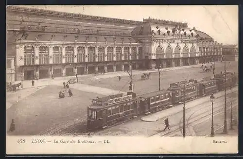 AK Lyon, La Gare des Brotteaux, Strassenbahn am Bahnhof